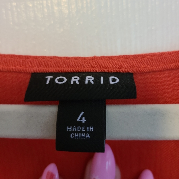 NWOT Torrid (itm 3) Orange hi-low Blouse Size 4 - Picture 6 of 10